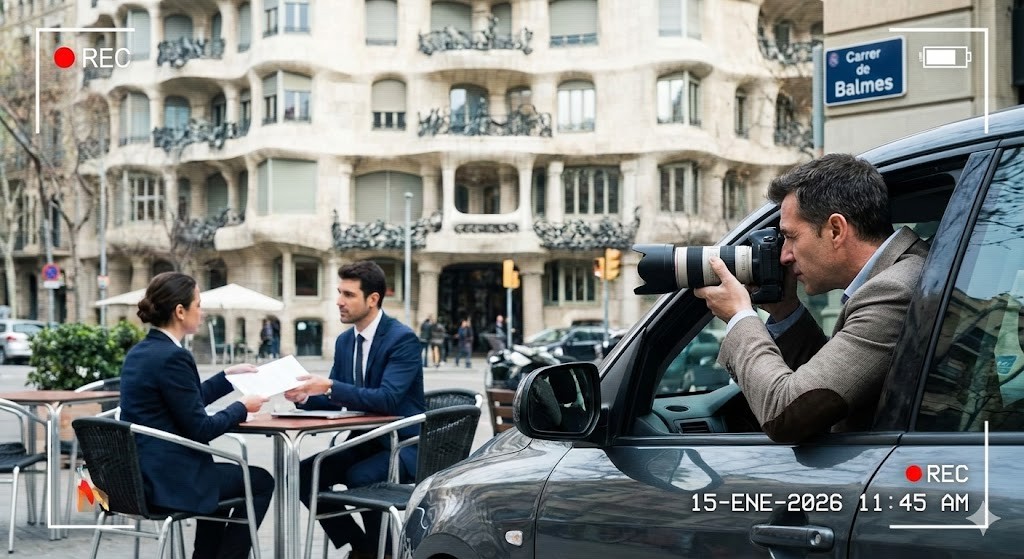 Detective en barcelona captando pruebas de competencia desleal